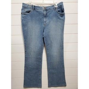 Lands End womens size 12 original fit high waist bootcut denim light wash jeans